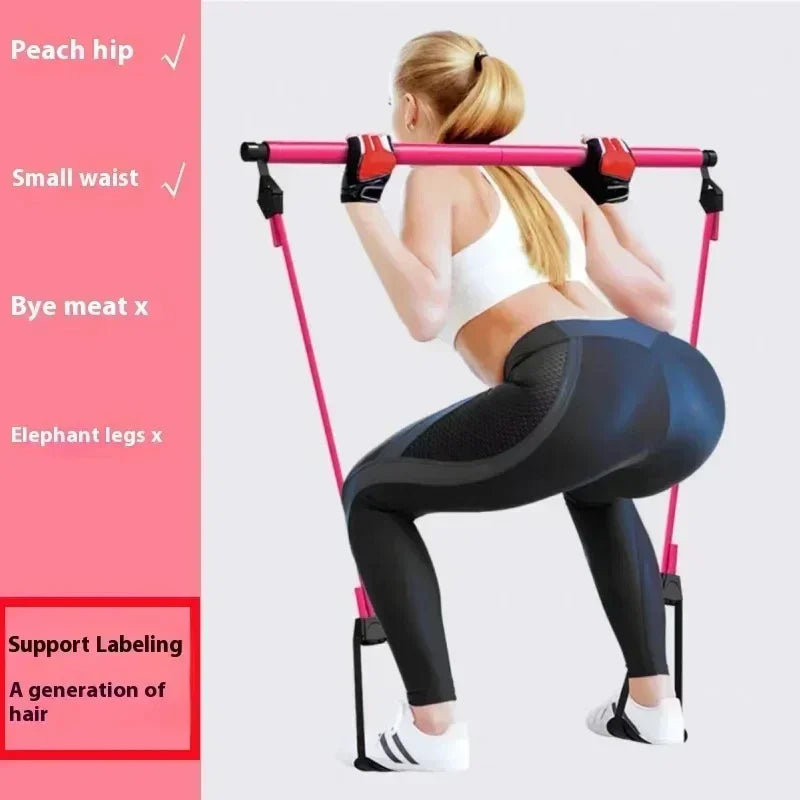 Barra de Pilates Portátil — Kit con Bandas de Resistencia