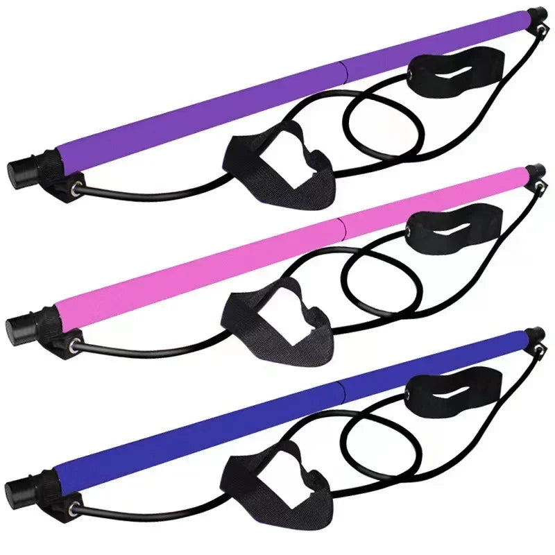 Barra de Pilates Portátil — Kit con Bandas de Resistencia